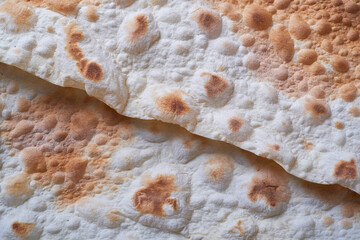 Texture of tradition bread  lavash, macro. Top view
