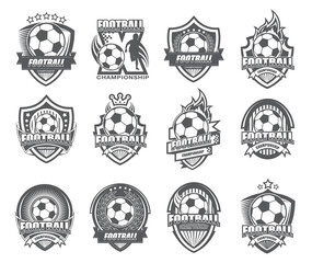 Illustration of modern black and white football symbol set