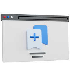 Obraz premium 3d rendering web browser with icon add blue bookmark isolated