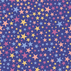 Cute kids stars vector seamless pattern