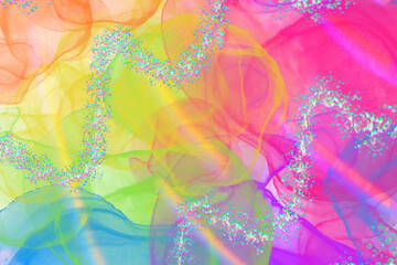 Psychedelic rainbow smudges background with holographic glitter sparkle  © Jally Design