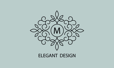 Stylish and elegant letter M monogram template. Vector logo illustration