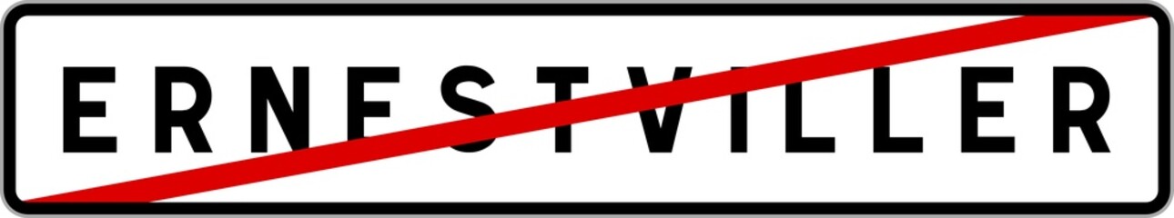 Obraz premium Panneau sortie ville agglomération Ernestviller / Town exit sign Ernestviller