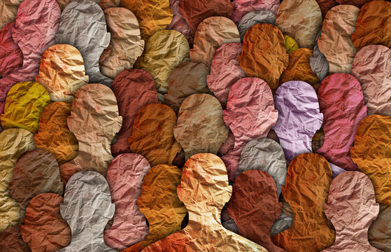 Diverse group of multiethnic multicultural people silhouette.
