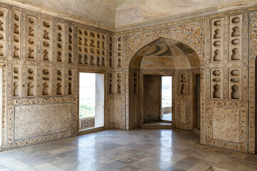 Rich decorated interior of Agra Fort in Agra, Uttar Pradesh, India, Asia
