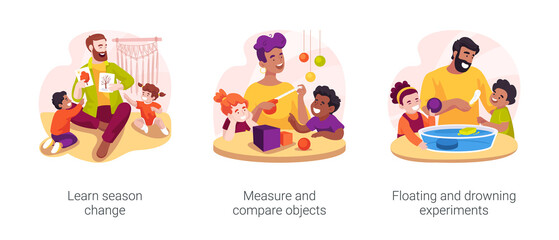 Thinking skills development isolated cartoon vector illustration set