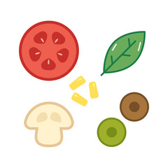Pizza ingredients icon vector. 