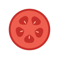 Fototapeta premium Tomato slice on white background. Tomato slice cartoon vector.