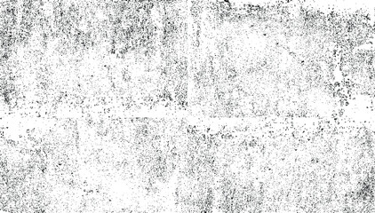Monochrome texture composed of irregular graphic elements. Distressed uneven grunge background. Abstract vector illustration. Overlay for interesting effect and depth. Isolated on white background.
