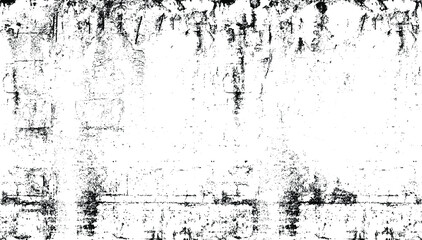 Monochrome texture composed of irregular graphic elements. Distressed uneven grunge background. Abstract vector illustration. Overlay for interesting effect and depth. Isolated on white background.