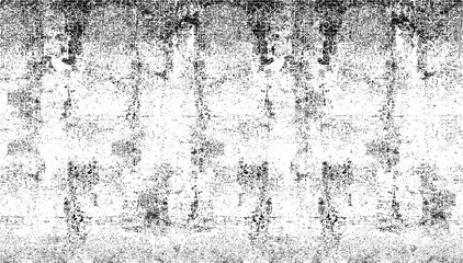 Monochrome texture composed of irregular graphic elements. Distressed uneven grunge background. Abstract vector illustration. Overlay for interesting effect and depth. Isolated on white background.