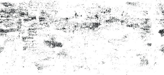 Monochrome texture composed of irregular graphic elements. Distressed uneven grunge background. Abstract vector illustration. Overlay for interesting effect and depth. Isolated on white background.