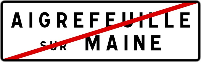 Panneau sortie ville agglomération Aigrefeuille-sur-Maine / Town exit sign Aigrefeuille-sur-Maine