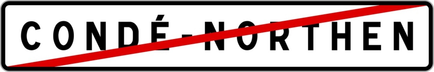 Fototapeta premium Panneau sortie ville agglomération Condé-Northen / Town exit sign Condé-Northen
