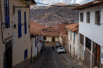 View of San Blas town streets. Cusco, Peru. 