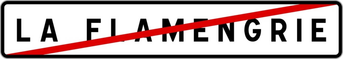 Panneau sortie ville agglomération La Flamengrie / Town exit sign La Flamengrie