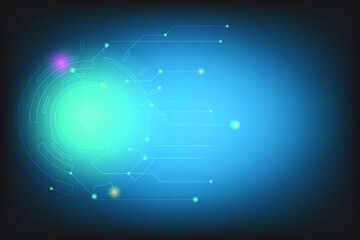 Fototapeta premium Abstract technology connection background with line and dot connected. Science template for design. Red and blue star light. Global coporate with energy saving concept.