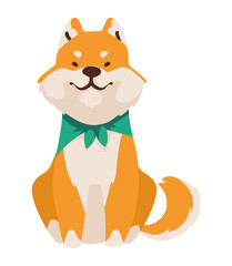 Fototapeta premium shiba inu kerchief character