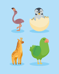 Obraz na płótnie Canvas four animals babies characters