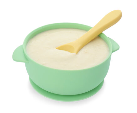 Healthy Baby Food In Bowl On White Background