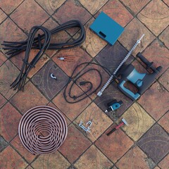 tools and consumables for air conditioning installation 3d