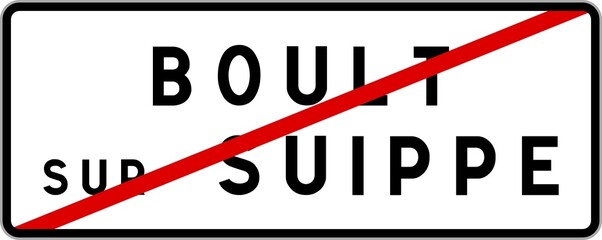 Panneau sortie ville agglom&eacute;ration Boult-sur-Suippe / Town exit sign Boult-sur-Suippe