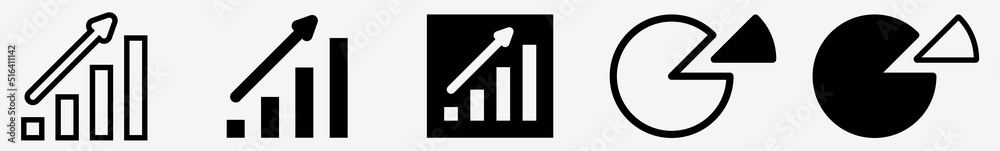 Wall mural bar graph icon pie chart bar graph set | bar graphs icon pie chart vector illustration logo | growth