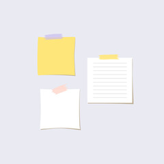Set of small pieces of paper for notes. Vector design element.