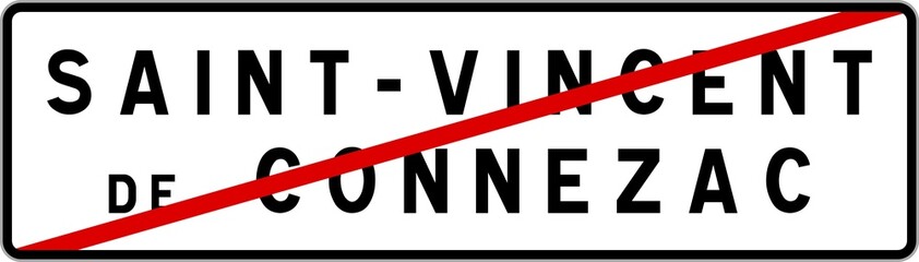 Panneau sortie ville agglomération Saint-Vincent-de-Connezac / Town exit sign Saint-Vincent-de-Connezac