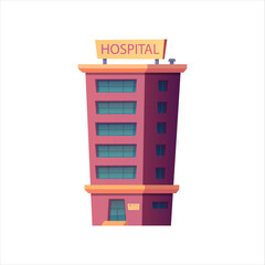 Vector modern hospital building colorful icon. Medical ambulance concept. Professional clinic, pharmacyl, aid urgency building