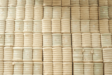 Raw cotton bales in textile factory. Turkey, izmir.  