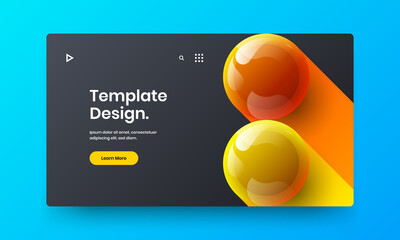 Colorful site vector design layout. Minimalistic realistic spheres banner template.