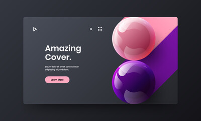 Multicolored site design vector template. Amazing realistic spheres web banner concept.