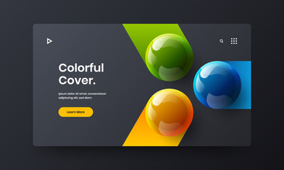 Premium realistic spheres flyer layout. Trendy book cover vector design illustration.