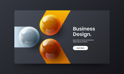 Fresh site screen design vector template. Unique 3D spheres corporate brochure concept.