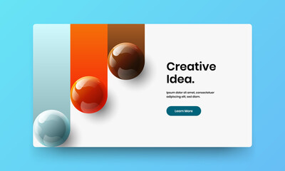 Amazing site screen vector design template. Geometric realistic balls corporate identity layout.