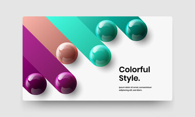 Trendy front page vector design template. Simple 3D balls pamphlet concept.