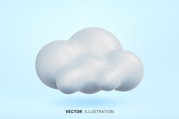 Realistic vector 3D cloud icon. Concept for website or application of weather forecast or cloud computing