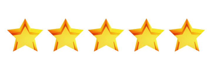Five rating stars. Customer review or feedback concept. Vector illustration isolated on a white background