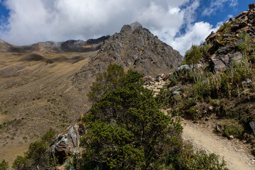 Humantay Lake and Mountains. Cusco’s Beautiful Blue Lagoon, between the Salkantay Peak and the Humantay Mountain. Peru.