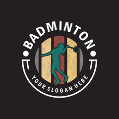 jump smash badminton silhouette logo