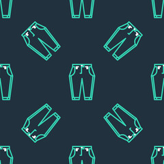 Line Pants icon isolated seamless pattern on black background. Vector