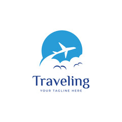 Travel agency logo design and summer vacation with airplanes. The logo can be for corporate businesses and airline ticket agents.