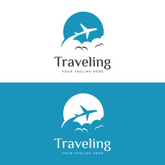 Travel agency logo design and summer vacation with airplanes. The logo can be for corporate businesses and airline ticket agents.