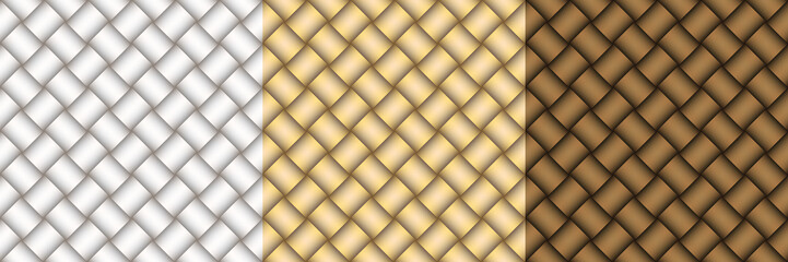 Set of metal weaving grid seamless pattern vector background