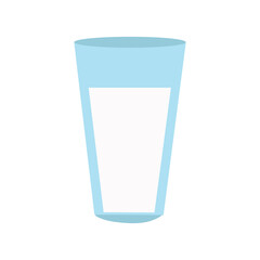 Flat style glass of milk on white background for web design