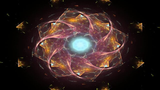 Decorative kaleidoscope mandala in colorful line seamless loop
