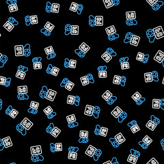 Line Fan club football icon isolated seamless pattern on black background. Vector