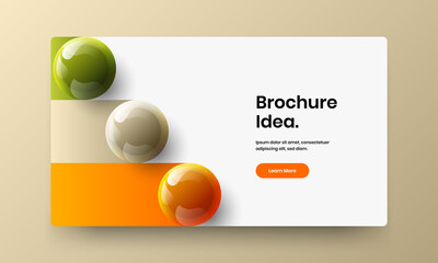 Abstract horizontal cover design vector template. Premium 3D balls company identity illustration.