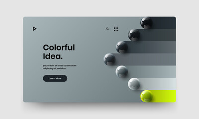 Clean landing page vector design layout. Simple 3D balls magazine cover concept.